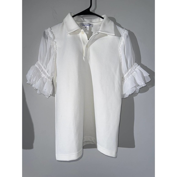 Ruffled sheer sleeve polo - Picture 3 of 6